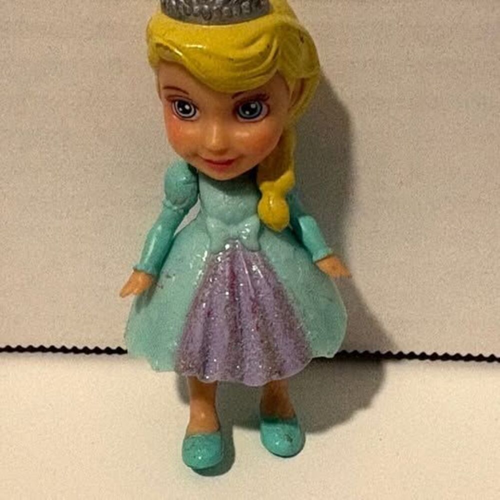 Disney Frozen Elsa Mini Toddler Doll 3" Figure Blue Dress Tiara JAKKS Pacific